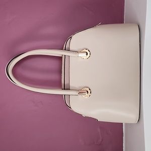 Mauve and Cream Faux Leather Handbag